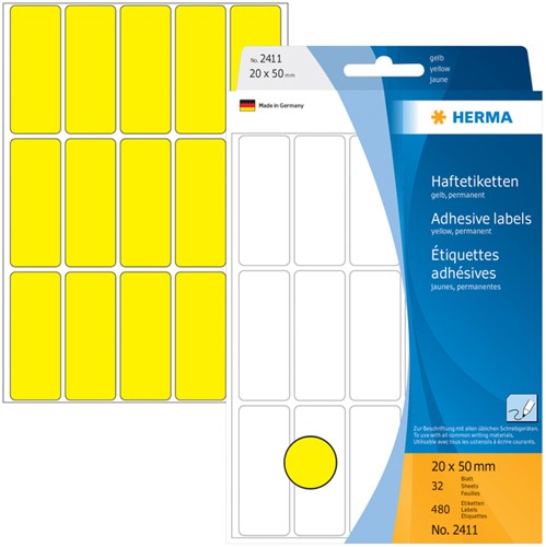 Etiket HERMA 2411 20x50mm geel 480 stuks-2