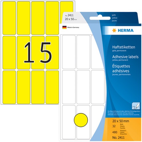 Etiket HERMA 2411 20x50mm geel 480 stuks-3