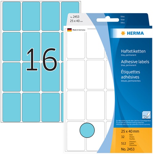 Etiket HERMA 2453 25x40mm blauw 512stuks-2