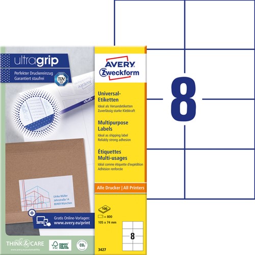 Etiket Avery Zweckform 3427 105x74mm wit 800stuks-2