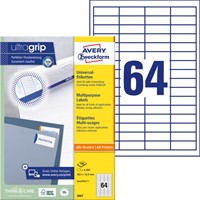 Etiket Avery Zweckform 3667 48.5x16.9mm wit 6400stuks-2