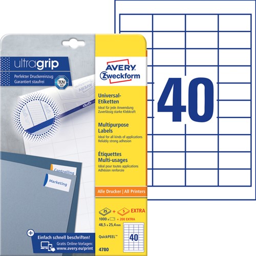 Etiket Avery Zweckform 4780 48.5x25.4mm wit 1000stuks-2