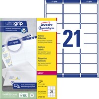 Etiket Avery L7160-100 63.5x38.1mm wit 2100stuks-2