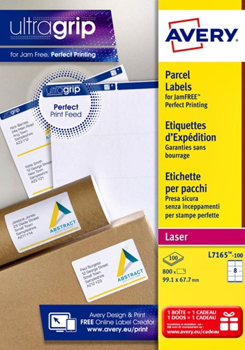Etiket Avery L7165-100 99.1x67.7mm dekkend wit 800stuks