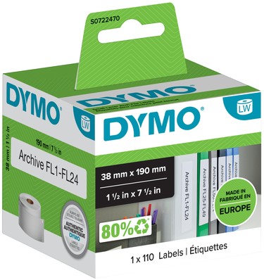 Etiket Dymo 99018 labelwriter 38x190mm ordner smal 110stuks