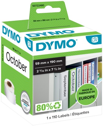 Etiket Dymo 99019 labelwriter 59x190mm ordner breed 110stuk