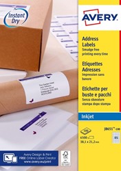 Etiket Avery J8651-100 38.1x21.2mm wit 6500stuks