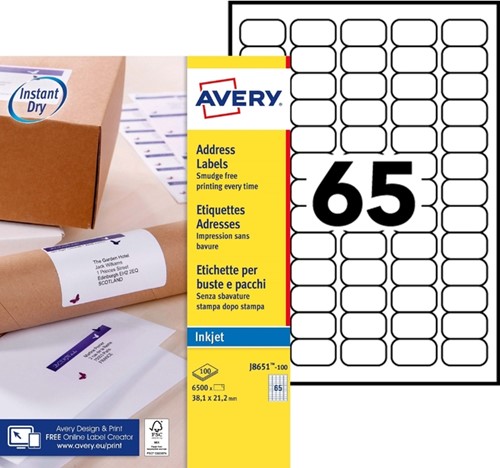 Etiket Avery J8651-100 38.1x21.2mm wit 6500stuks-2