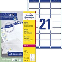 Etiket Avery L7160-250 63.5x38.1mm wit 5250stuks-2