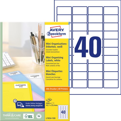 Etiket Avery L7654-100 45.7x25.4mm wit 4000 etiketten-2