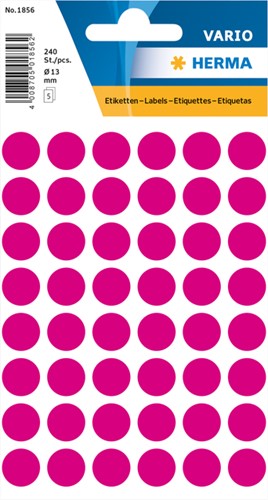 Etiket HERMA 1856 rond 13mm roze 240stuks