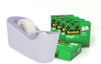 Plakbandhouder Scotch C18 lavendel + 6 rollen magic tape 19mmx33m