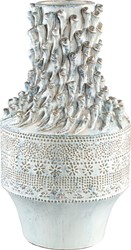 PTMD Caracas white ceramic blue bloempot high L