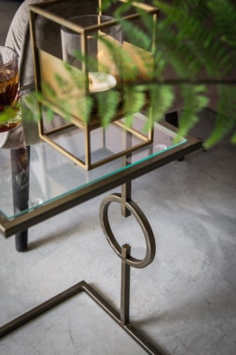 PTMD Bryz Gold bijzettafel metaal met glas rond-2