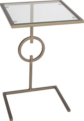 PTMD Bryz Gold bijzettafel metaal met glas rond