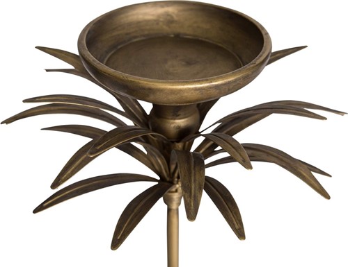 PTMD Risella Gold kandelaar metaal met palm blad L-3