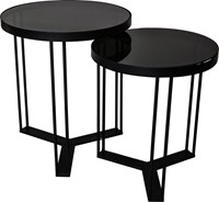 PTMD Remy Black metal coffeetable glass top set a 2