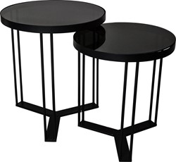 PTMD Remy Black metal coffeetable glass top set a 2