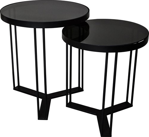 PTMD Remy Black metal coffeetable glass top set a 2