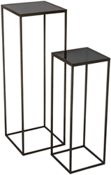 PTMD Maysa Bijzettafel - 22x22x70 cm - Metaal - Brons - Set van 2