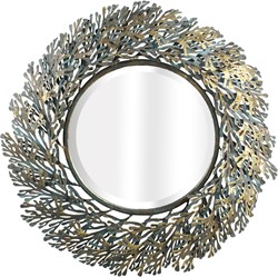 PTMD Carlyn Antique ijzeren spiegel koraalbladeren rond