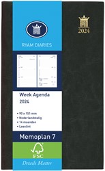 Agenda 2025 Ryam Memoplan 7 Suprema 7dagen/2pagina's zwart