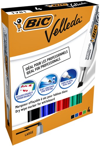 Viltstift Bic 1781 whiteboard schuin ass 3.2-5.5mm set à 4st