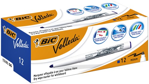 whiteboardmarker Bic Velleda 1741  rond medium blauw-3