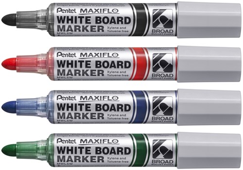 Whiteboardmarker Pentel MWL5M Maxiflo rond 3mm blauw-2