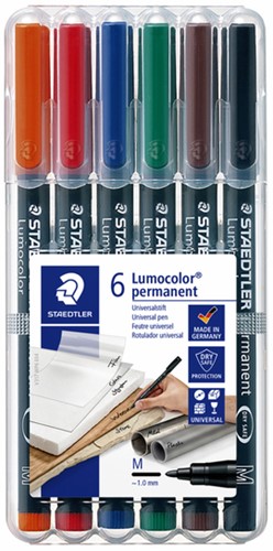 Viltstift Staedtler Lumocolor 317 permanent M set à 6 stuks