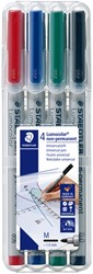 Viltstift Staedtler Lumocolor 315 non permanent M set à 4 stuks assorti