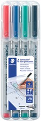 Viltstift Staedtler Lumocolor 316 non permanent F set à 4 stuks assorti