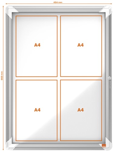 Vitrinekast Nobo draaideur voor buiten 4x A4 magnetisch-2