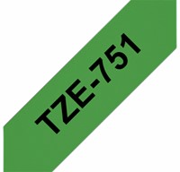 Labeltape Brother P-touch TZE-751 24mm zwart op groen-2