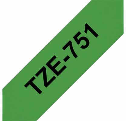 Labeltape Brother P-touch TZE-751 24mm zwart op groen-2