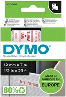Labeltape Dymo 45015 D1 720550 12mmx7m rood op wit