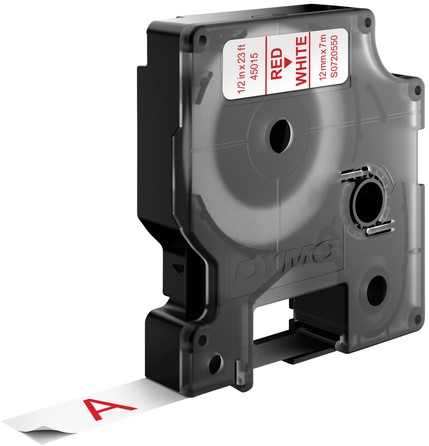 Labeltape Dymo 45015 D1 720550 12mmx7m rood op wit-3