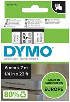 Labeltape Dymo 43610 D1 720770 6mmx7m zwart op transparant