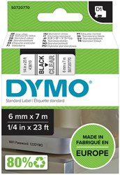 Labeltape Dymo 43610 D1 720770 6mmx7m zwart op transparant