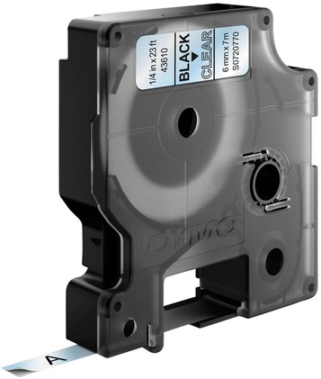 Labeltape Dymo 43610 D1 720770 6mmx7m zwart op transparant-3