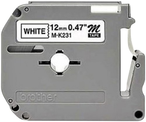 Labeltape Brother P-touch M-K231 12mm zwart op wit-2