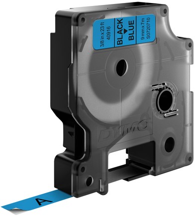Labeltape Dymo LabelManager D1 polyester 9mm zwart op blauw-3
