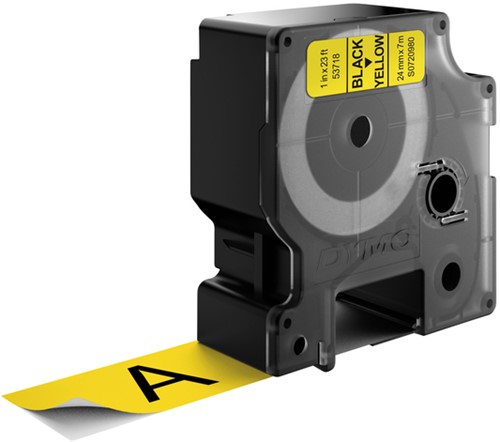 Labeltape Dymo 53718 D1 720980 24mmx7m zwart op geel-3