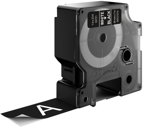 Labeltape Dymo 53721 D1 721010 24mmx7m wit op zwart-3