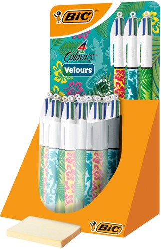 Balpen Bic 4kleuren velours medium assorti