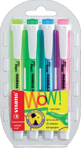 Markeerstift STABILO Swing Cool 275/4 etui à 4 kleuren