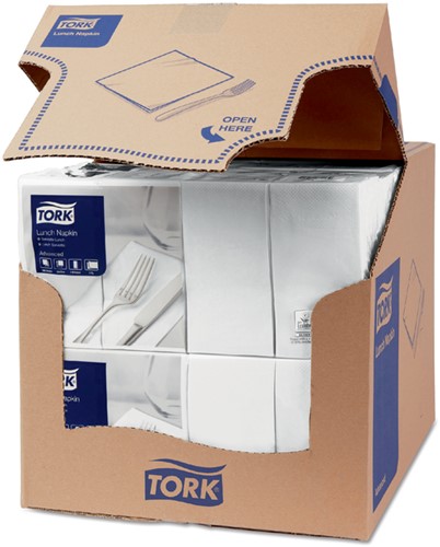 Servetten Tork Enviroment Print 1/8 gevouwen 2-laags 200 stuks wit 477402-2