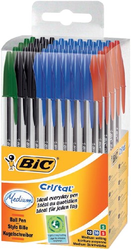 Balpen Bic Cristal medium assorti in tubo verpakking-2