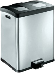 Afvalbak Rejoice RVS met kunststof binnenbak 2x30liter