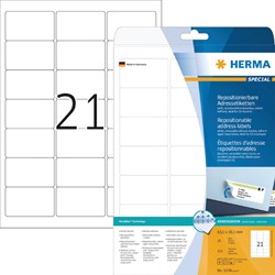 Etiket HERMA 5074 63.5x38.1mm verwijderbaar wit 525stuks